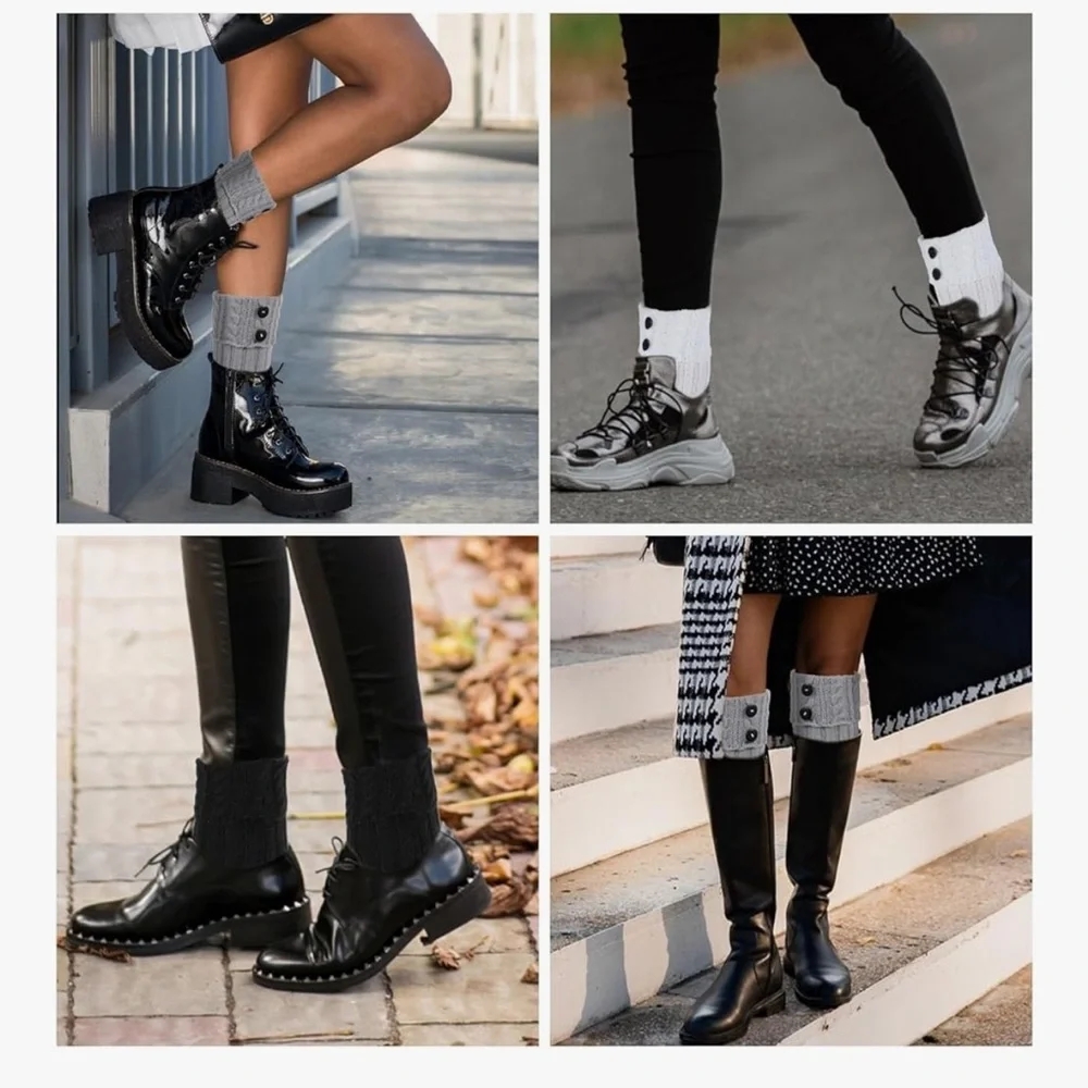 🆕 3 Pairs Boot Cuffs Ankle Warmers, Winter Crochet Knitted Leg Warmers for Boots